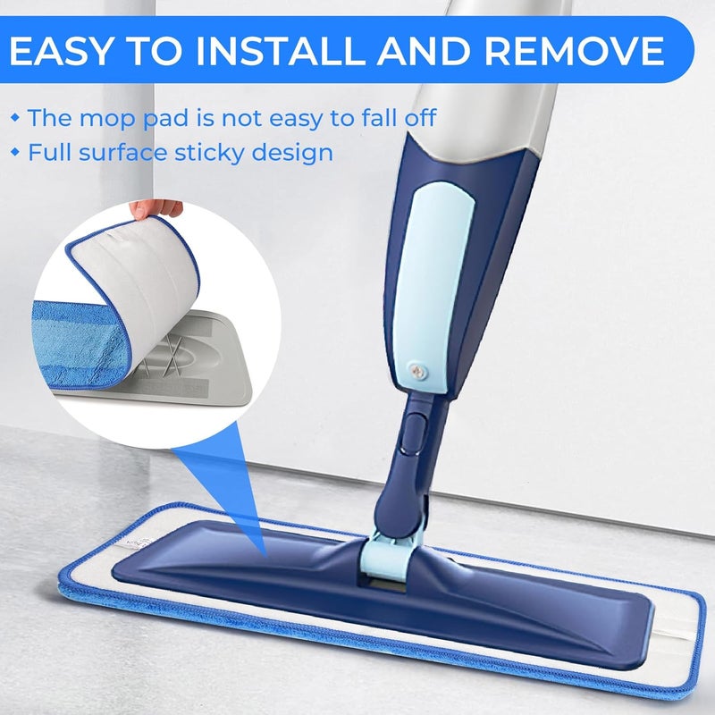 wlich 3 Pack Microfiber Cleaning Pads are Compatible with Bona Mop,18 Inch Replaceable Mop Pad Refill,Washable & Reusable Blue Microfiber Mop Pads for Hardwood and Hard-Surface Floors - Image 4